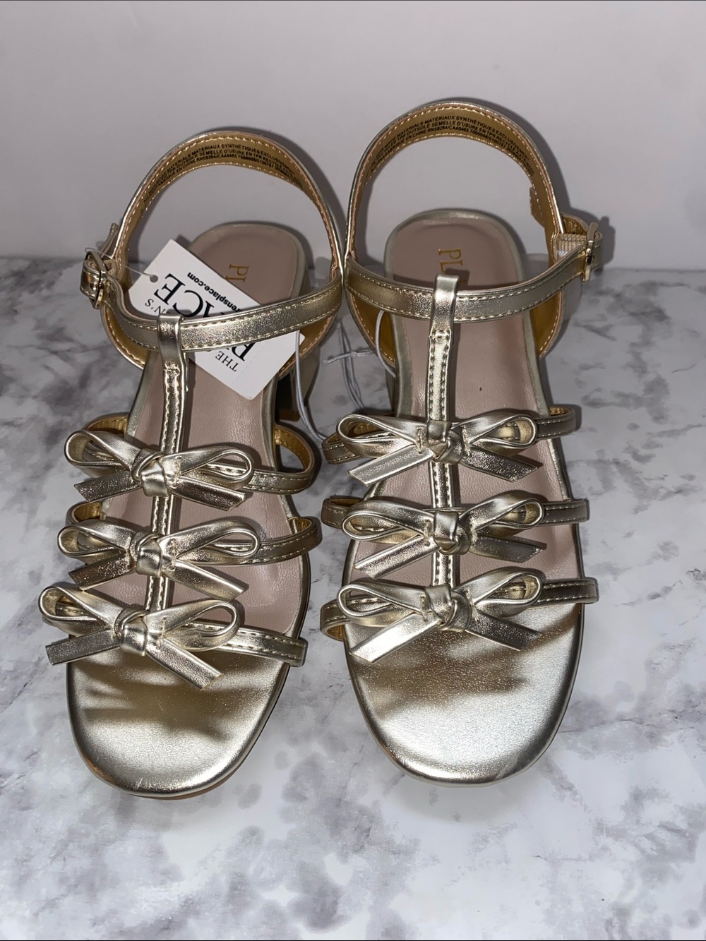 The Children's Place Gold Bow-Strap Girls' Sandals